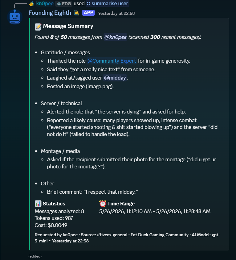 Discord AI message summary embed